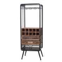WEINREGAL Schwarz, Braun - Schwarz/Braun, Holz (57/157/38cm) - MCW