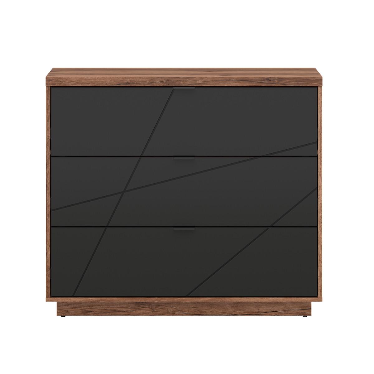 KOMMODE Sven Schwarz und Holz - Weiß, Holzwerkstoff (106/93/42cm) - Petits-meubles