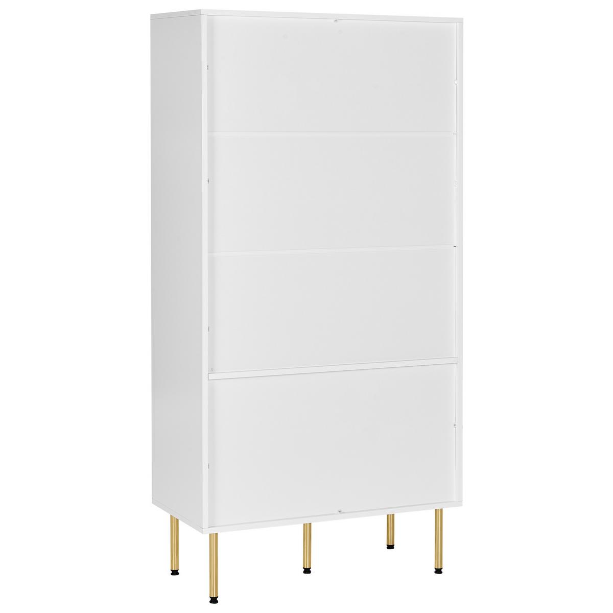 VITRINE mit Glastüren 80 cm Weiß Milora - Weiß, Holzwerkstoff (80/160/40cm) - Beliani
