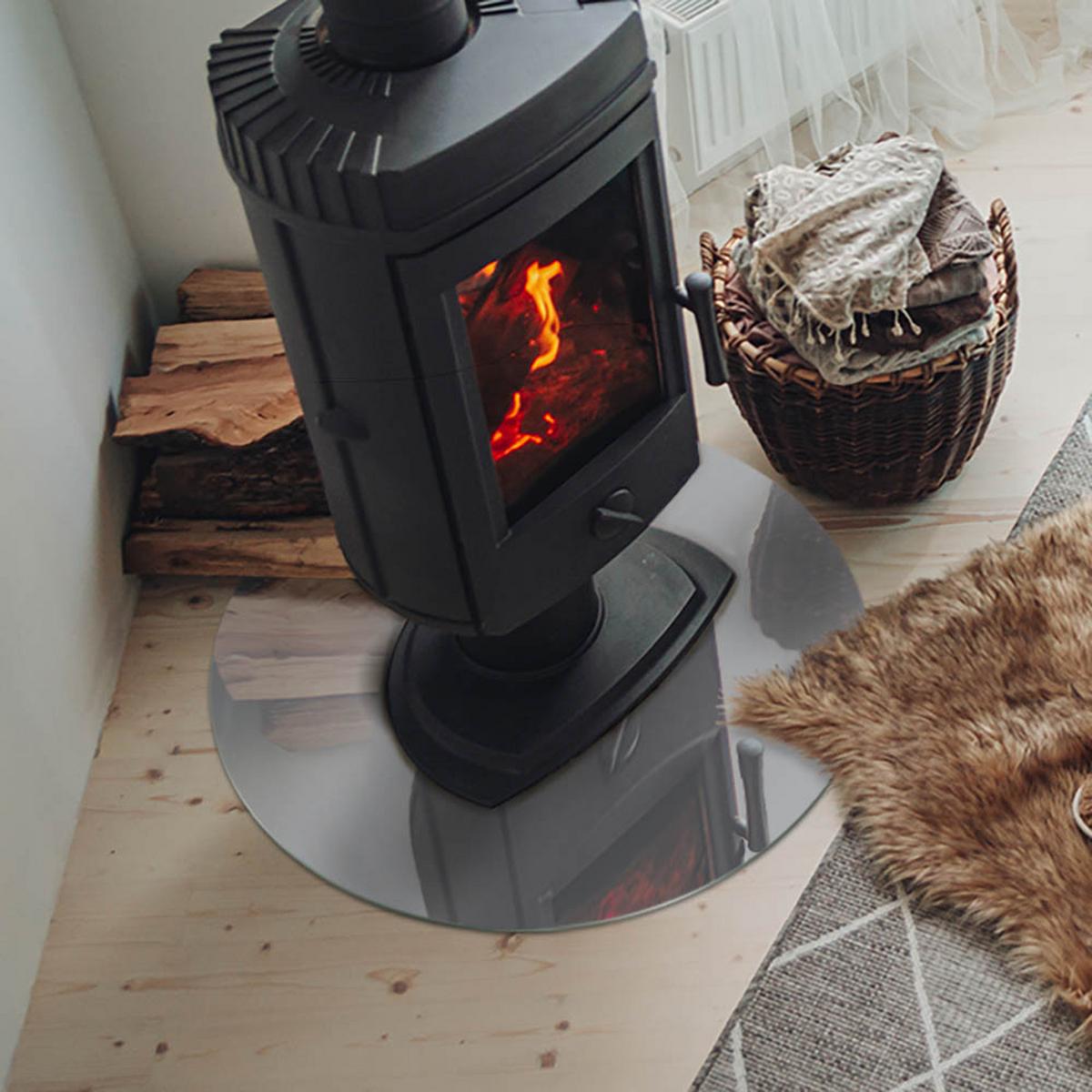 GLASPLATTE für Kamin Ø 60 cm - Grau, Glas (60/60/0.4cm) - TULUP