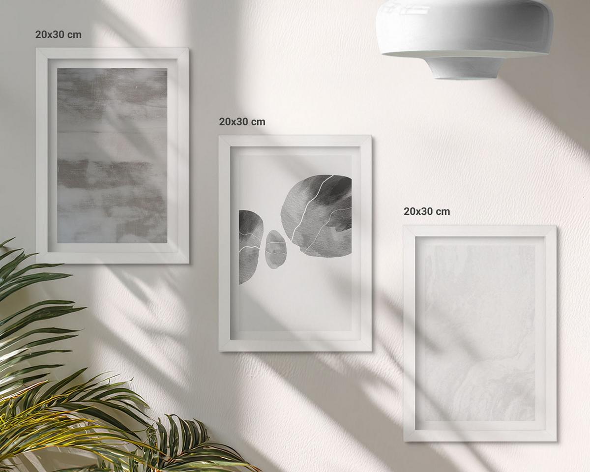 BILDER SET 3er Set - 20x30 cm Weißer Rahmen - Abstrakte moderne Strukturen - Weiß, Kunststoff (20/30cm) - TULUP