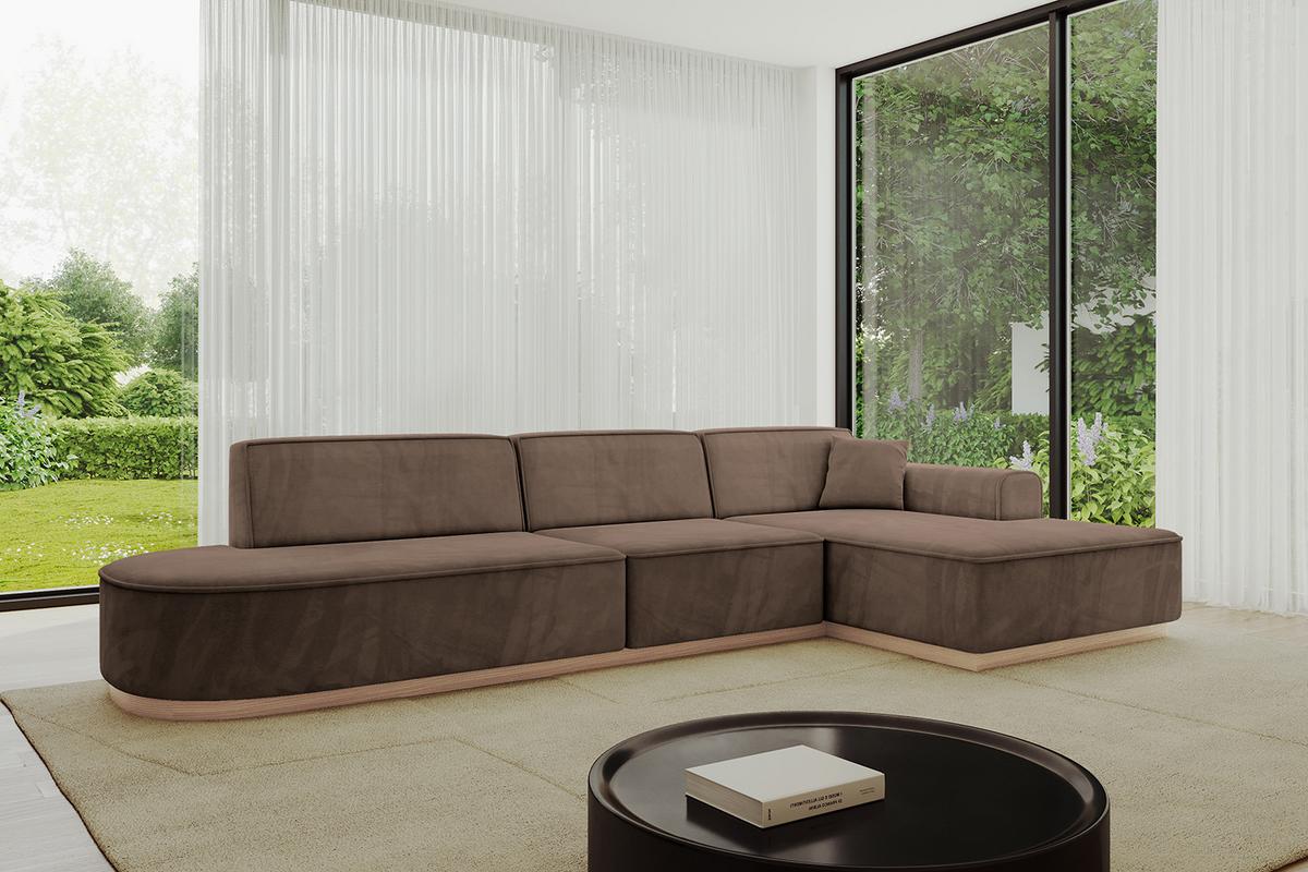 ECKSOFA Ottomane Rechts IREA-L2 - 327x165x80 cm Braun - Braun, Holzwerkstoff/Textil (327/165cm) - ALTDECOR