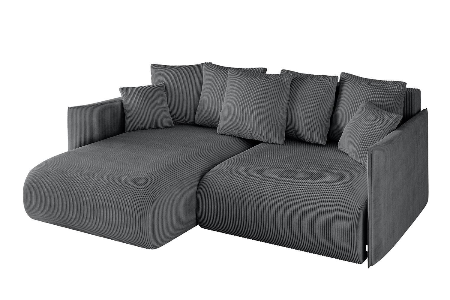 ECKSOFA Ottomane links ONESK-L 216x177x72 Dunkelgrau Cord - Dunkelgrau, Holzwerkstoff/Kunststoff (216/177cm) - ALTDECOR