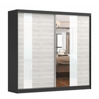 SCHWEBETÜRENSCHRANK Multi 32 Schwarz/Kathult Weiß + Spiegel 233cm - Alufarben/Schwarz, Glas/Holzwerkstoff (233/218/61cm) - imoebel24