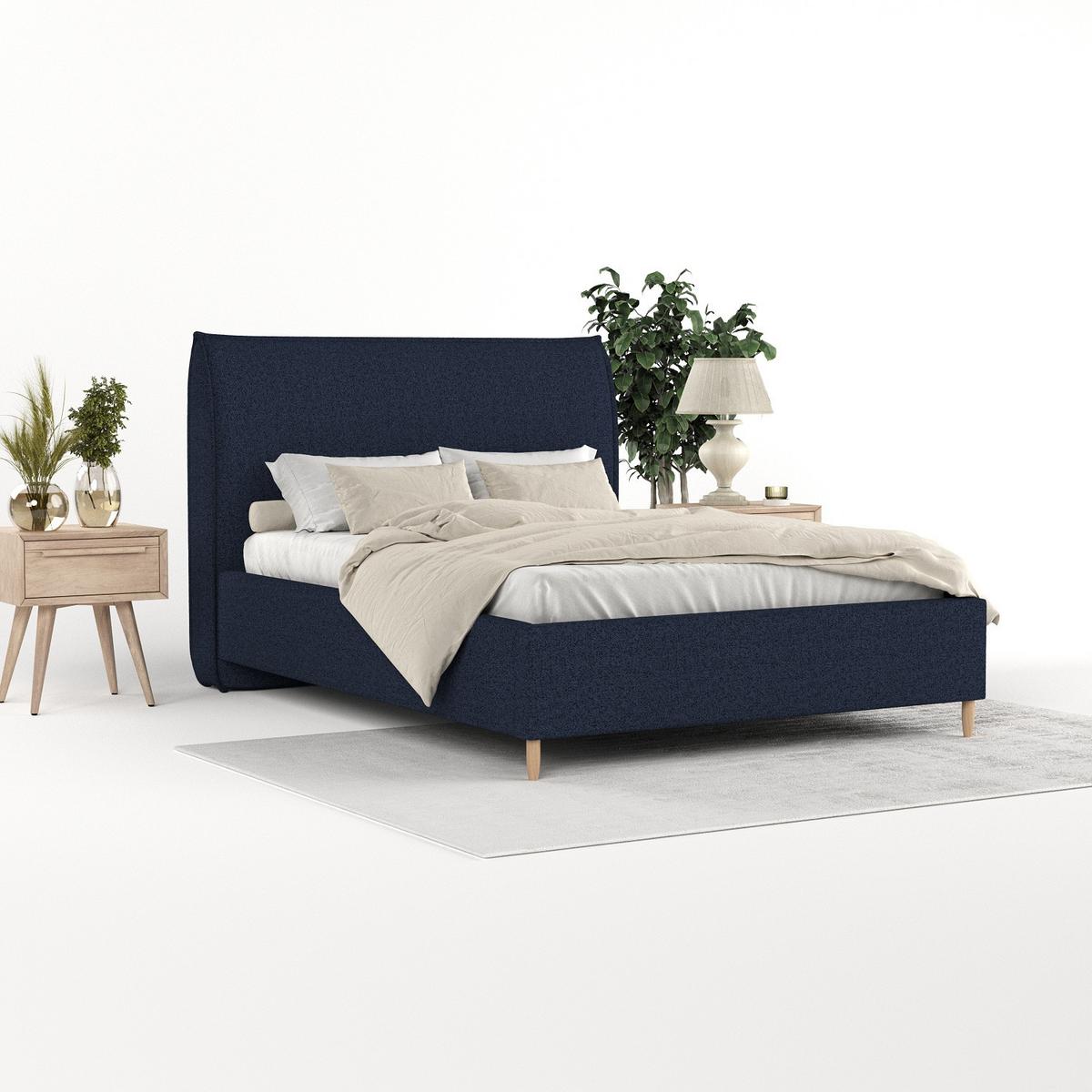 POLSTERBETT Mira 120/200 cm Marineblau im Riva Stoff - Naturfarben/Dunkelblau, Holz/Holzwerkstoff (120/200cm) - AltaBeds