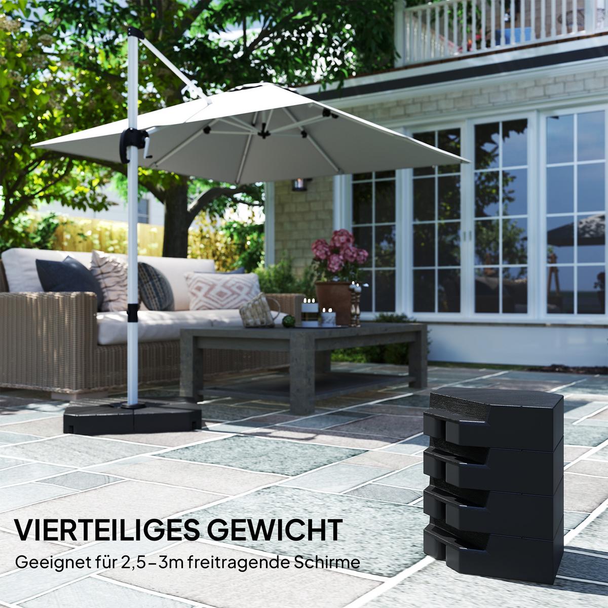 SONNENSCHIRMSTÄNDER 4-teilig - Schwarz, Kunststoff (80/80cm) - Outsunny