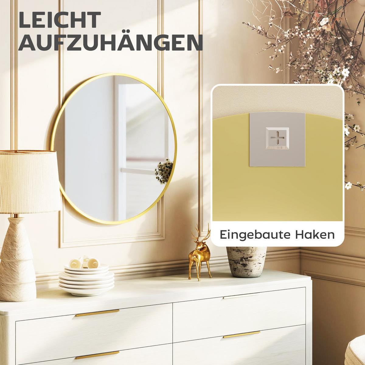 WANDSPIEGEL Aluminiumlegierung Glas Gold - Goldfarben, Metall (1/61/61cm) - HOMCOM