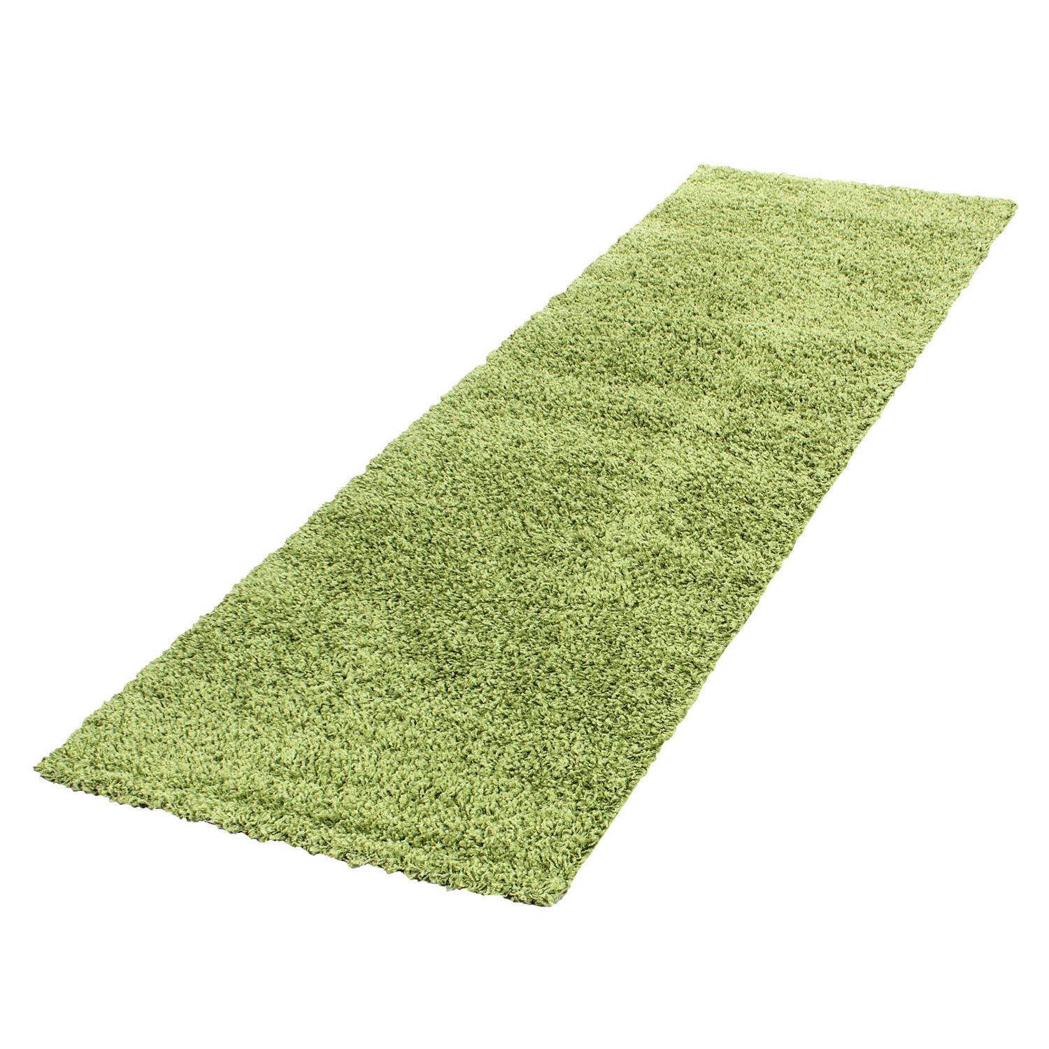 HOCHFLORTEPPICH RHEIN, einfarbig, Grün, 80 x 250 cm - Grün, Textil (250/80cm) - KADIMA DESIGN
