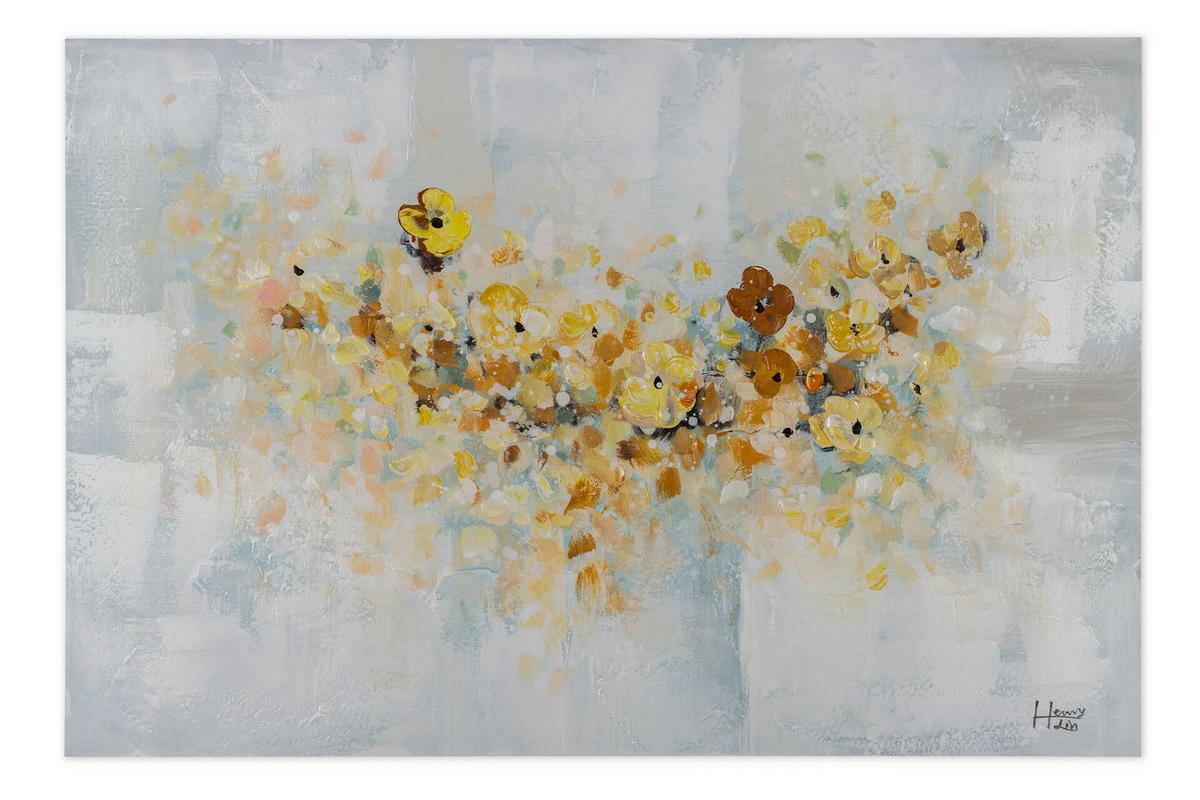 ACRYLBILD HANDGEMALT 90/60 cm - Blau/Gelb, Holz/Textil (90/60cm) - KUNSTLOFT