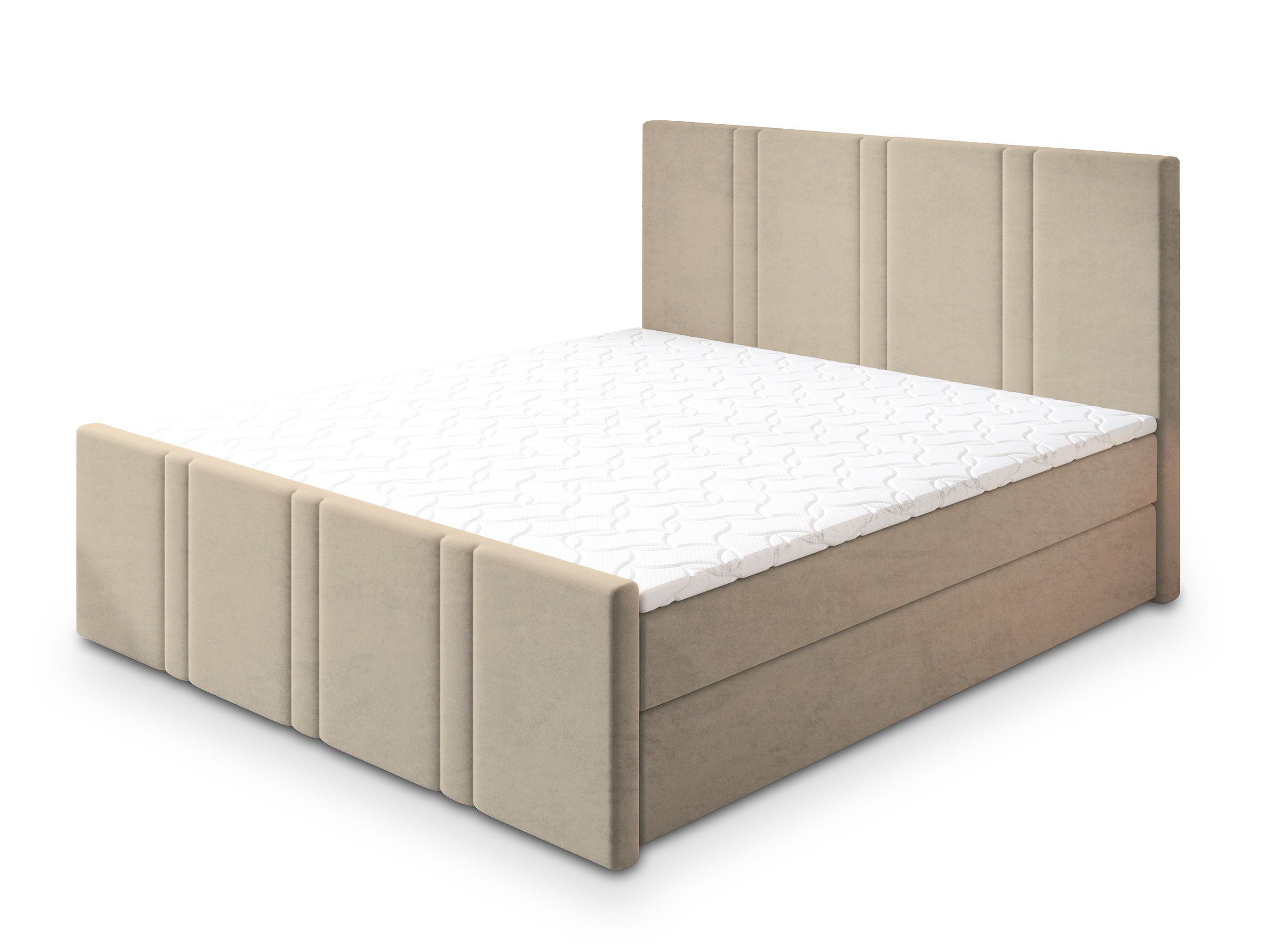 BOXBETT COMOZA 140x200 cm mit Matratze und Topper - Beige - Beige, Holz (140/200cm) - MASSENO
