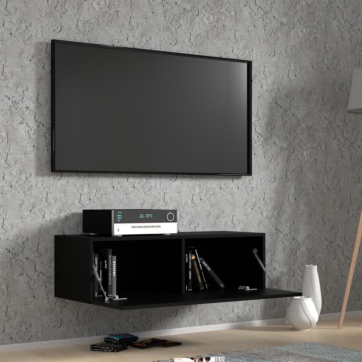 TV-MÖBEL Bali Mattschwarz - Schwarz, Holzwerkstoff (100/30/40cm) - Petits-meubles