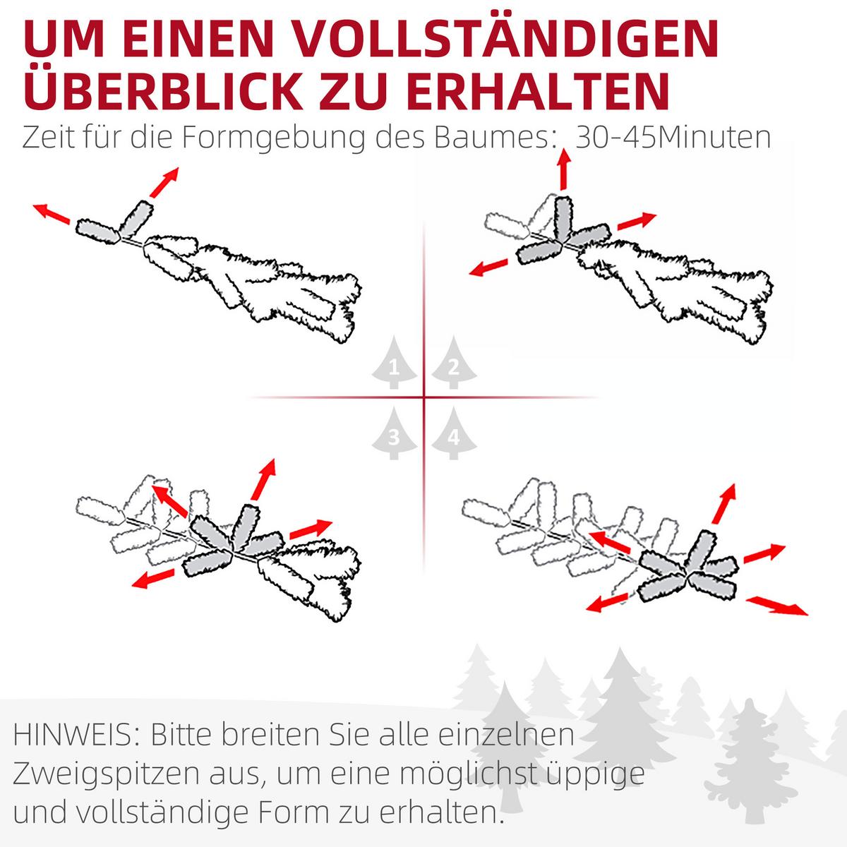 KÜNSTLICHER Weihnachtsbaum, 180 cm Christbaum mit Schnellaufbau Klappsystem - Grün, Kunststoff (180cm) - HOMCOM
