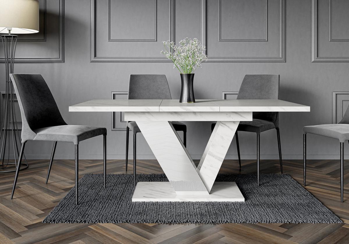 ESSTISCH ZAFIR Ausziehbar 120 - 160 / 80 x 76 cm - Hellgrau/Weiß, Holz (120/80/76cm) - MASSENO