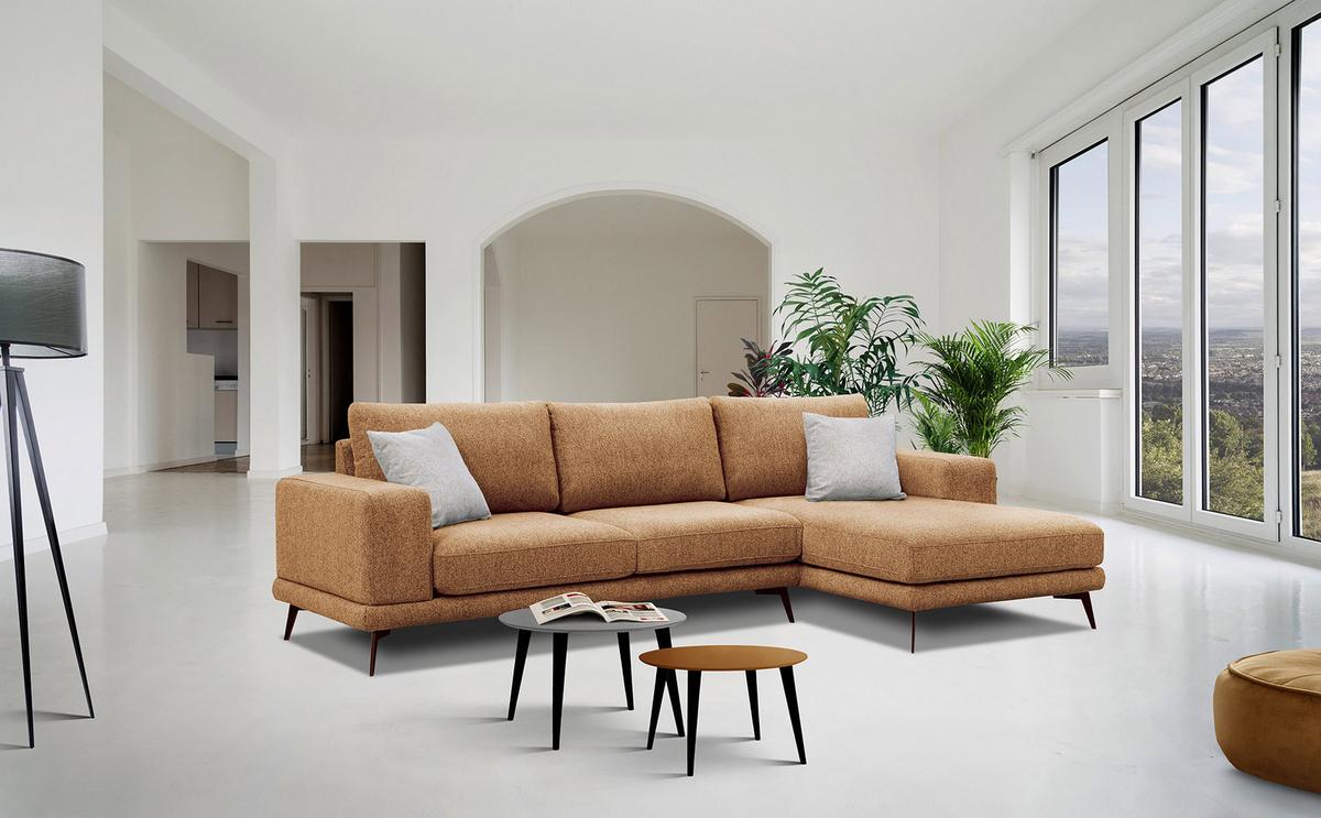 ECKSOFA MEDIOLANE 4-Sitzer, orange - Orange, Holzwerkstoff/Textil (282/219cm) - Wozimo