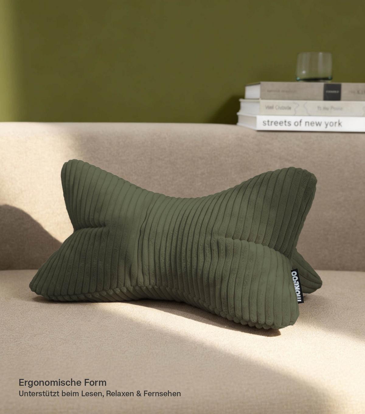 NACKENKISSEN Der Leseknochen - Grün, Textil (42/22cm) - Mokebo