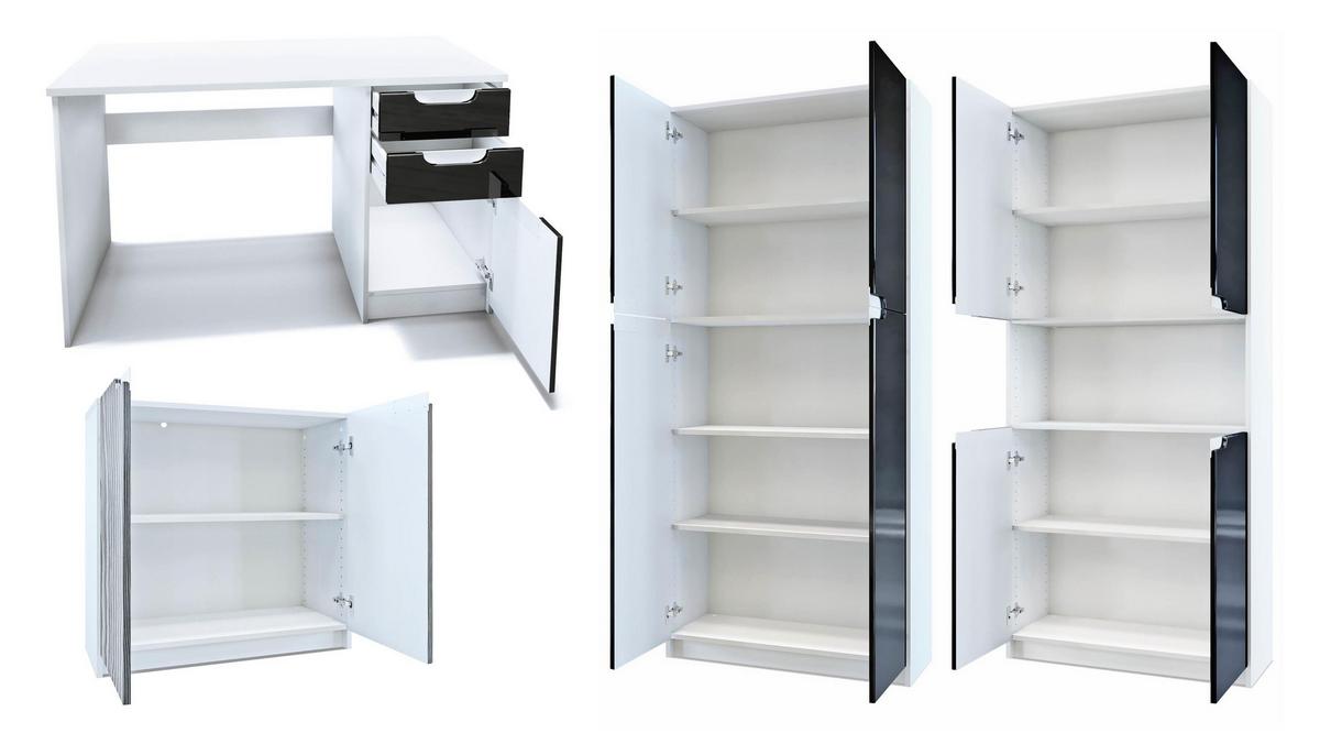 BÜROMÖBELSET Logan Fronten in Weiß matt - Weiß, Holzwerkstoff (246/185/60cm) - Vladon