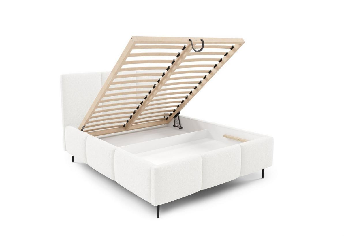 POLSTERBETT Miami Komplettset - Weiß, Holzwerkstoff/Textil (180/200cm) - Fun Möbel
