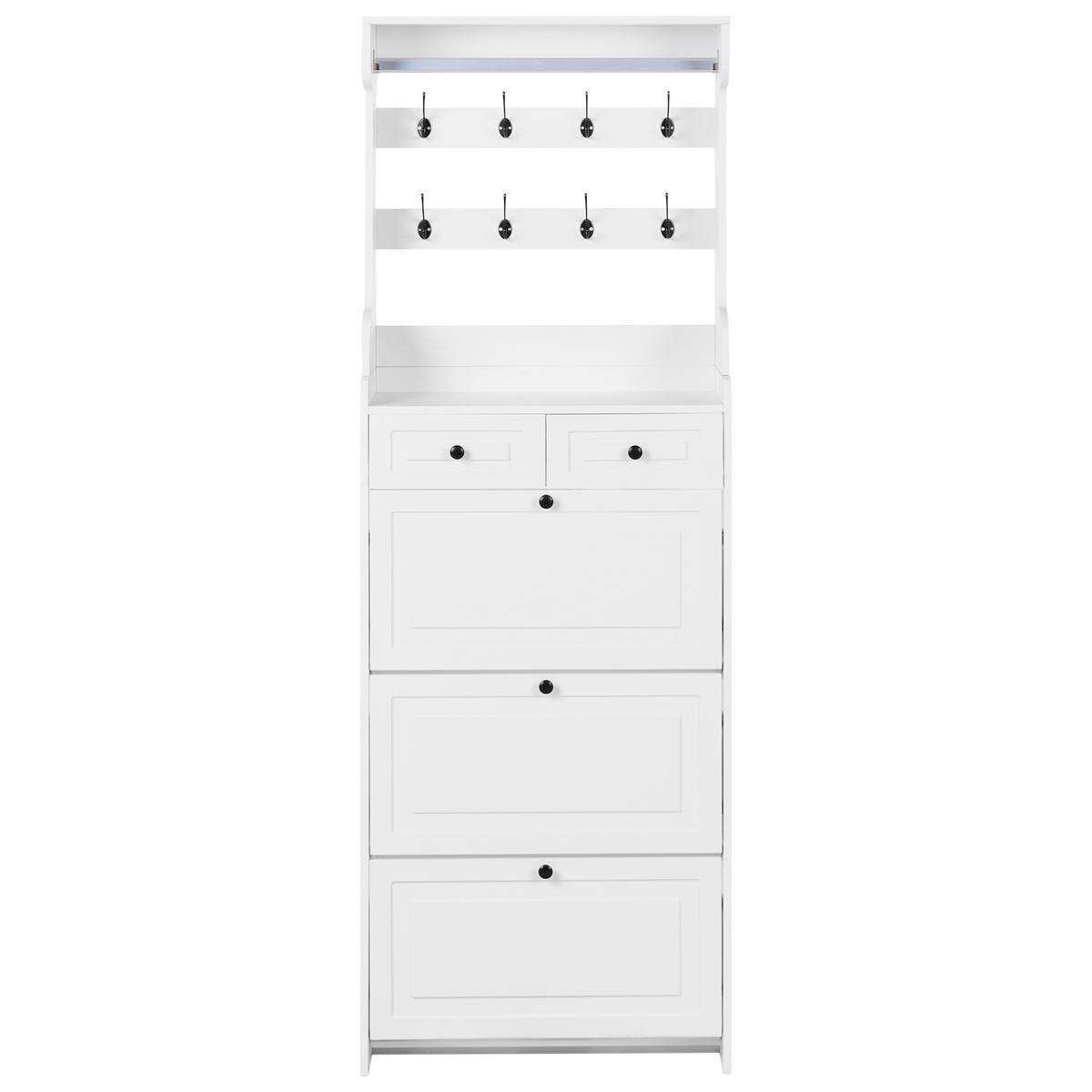 SCHUHSCHRANK Weiß Dalhousie - Weiß, Holzwerkstoff (70/200/30cm) - Beliani
