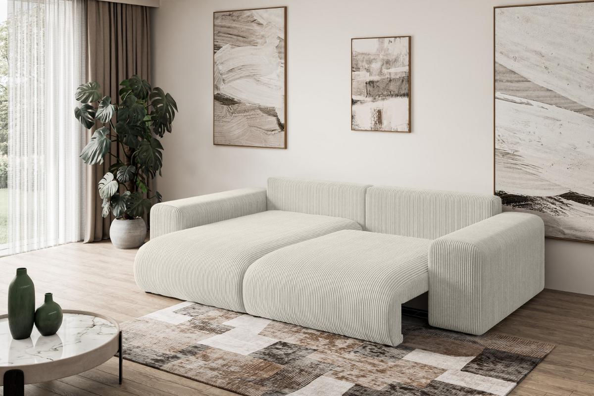 ECKSOFA Ottomane links ESKAR-L 266x176x72 Creme Cord - Ecru/Creme, Holzwerkstoff/Kunststoff (266/176cm) - ALTDECOR
