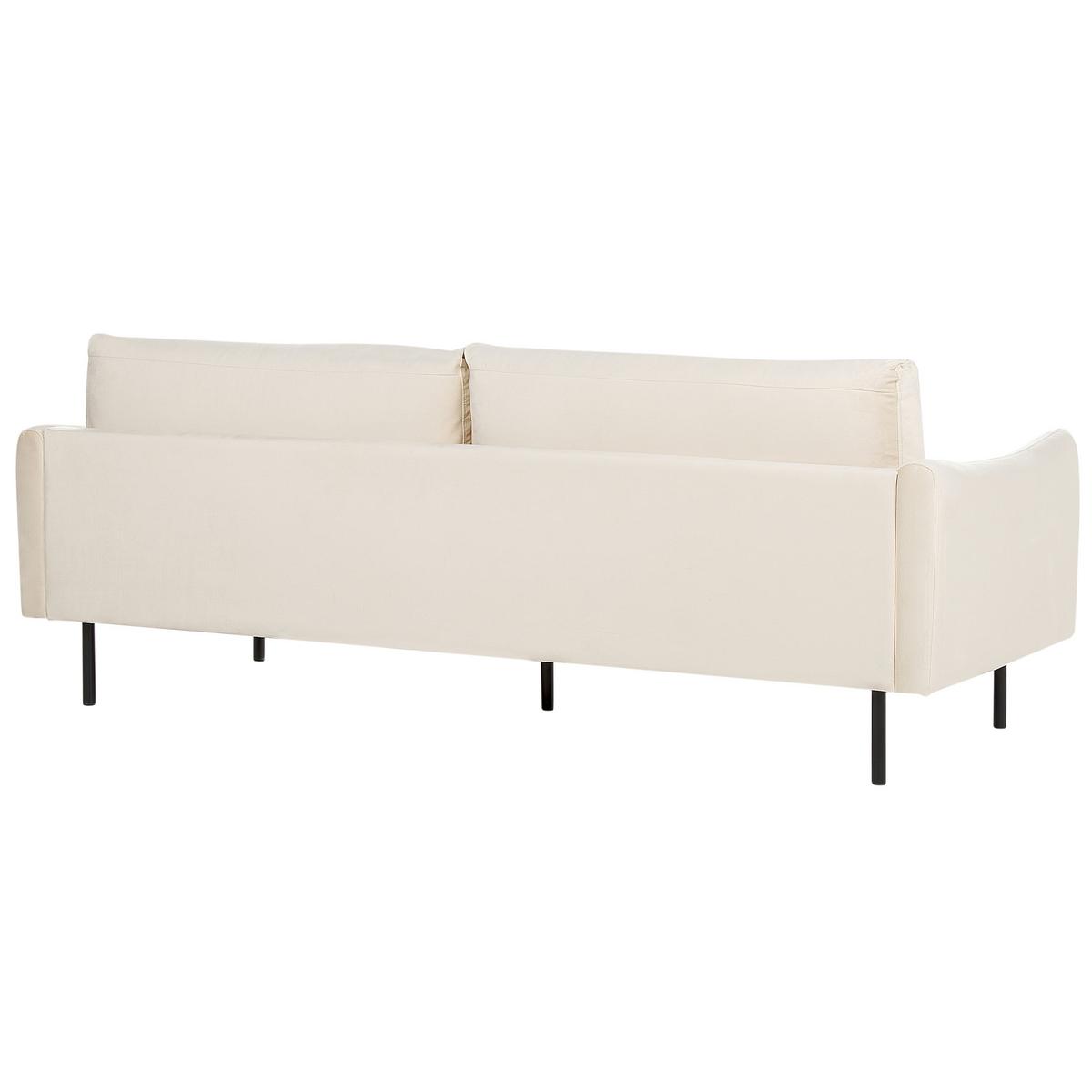 SOFA-SET 5-Sitzer Samtstoff Hellbeige mit Ottomane Vinterbro - Beige/Schwarz, Textil (220/85/85cm) - Beliani