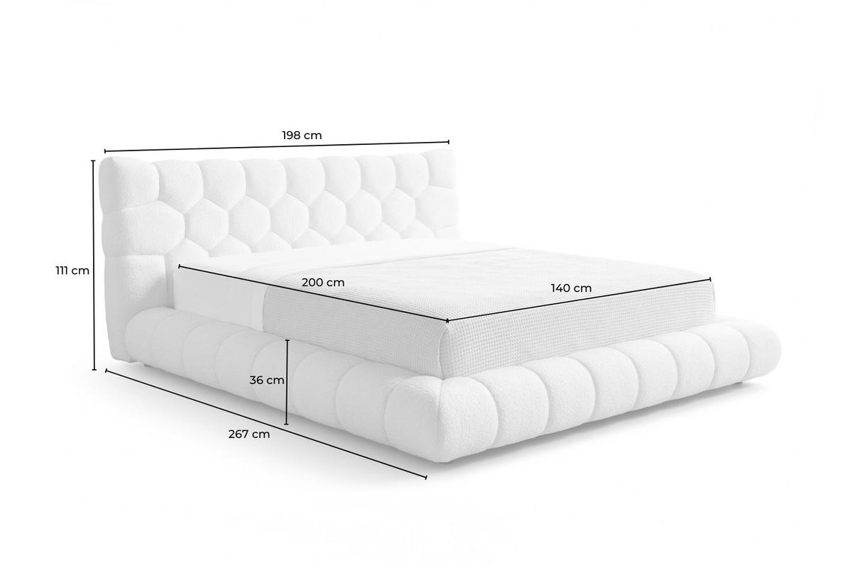 POLSTERBETT ATTICO Cremeweiß Bouclé - Creme, Textil (140/200cm) - KAWOLA