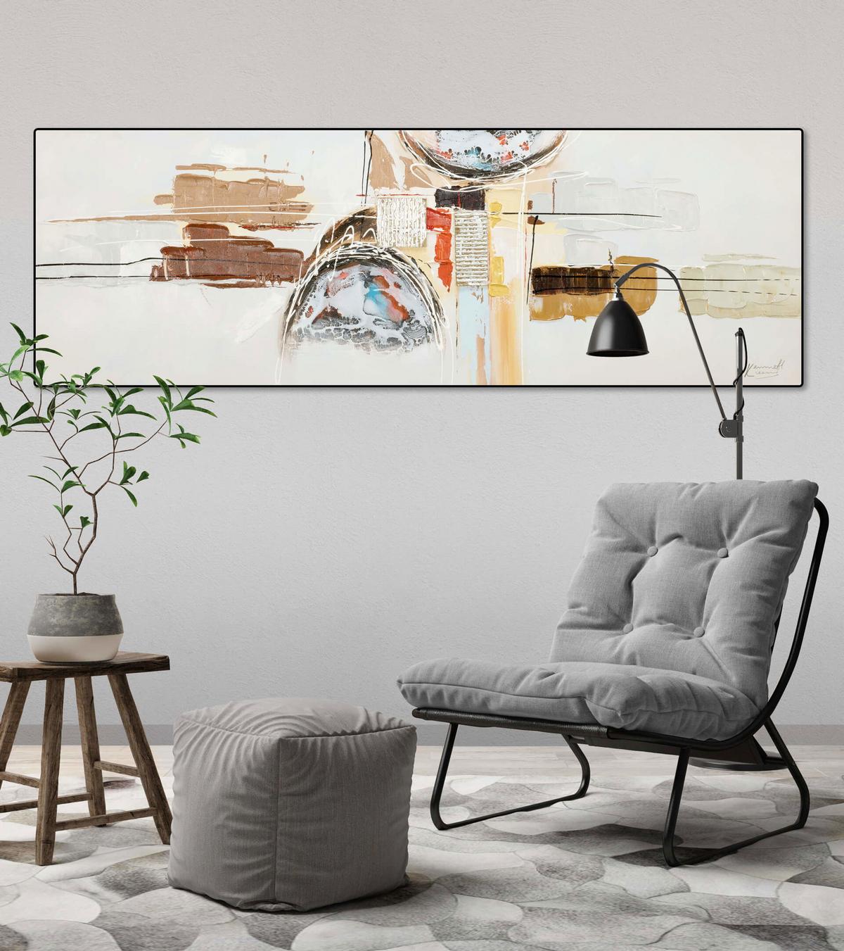 ACRYLBILD HANDGEMALT 150/50 cm - Braun, Holz/Textil (150/50cm) - KUNSTLOFT