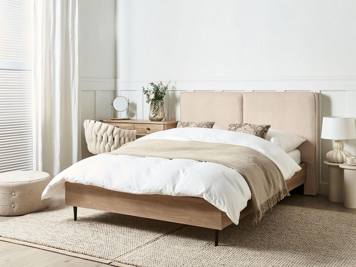 BETT mit Lattenrost 140x200 cm Beige Izernore - Beige, Textil (140/200cm) - Beliani