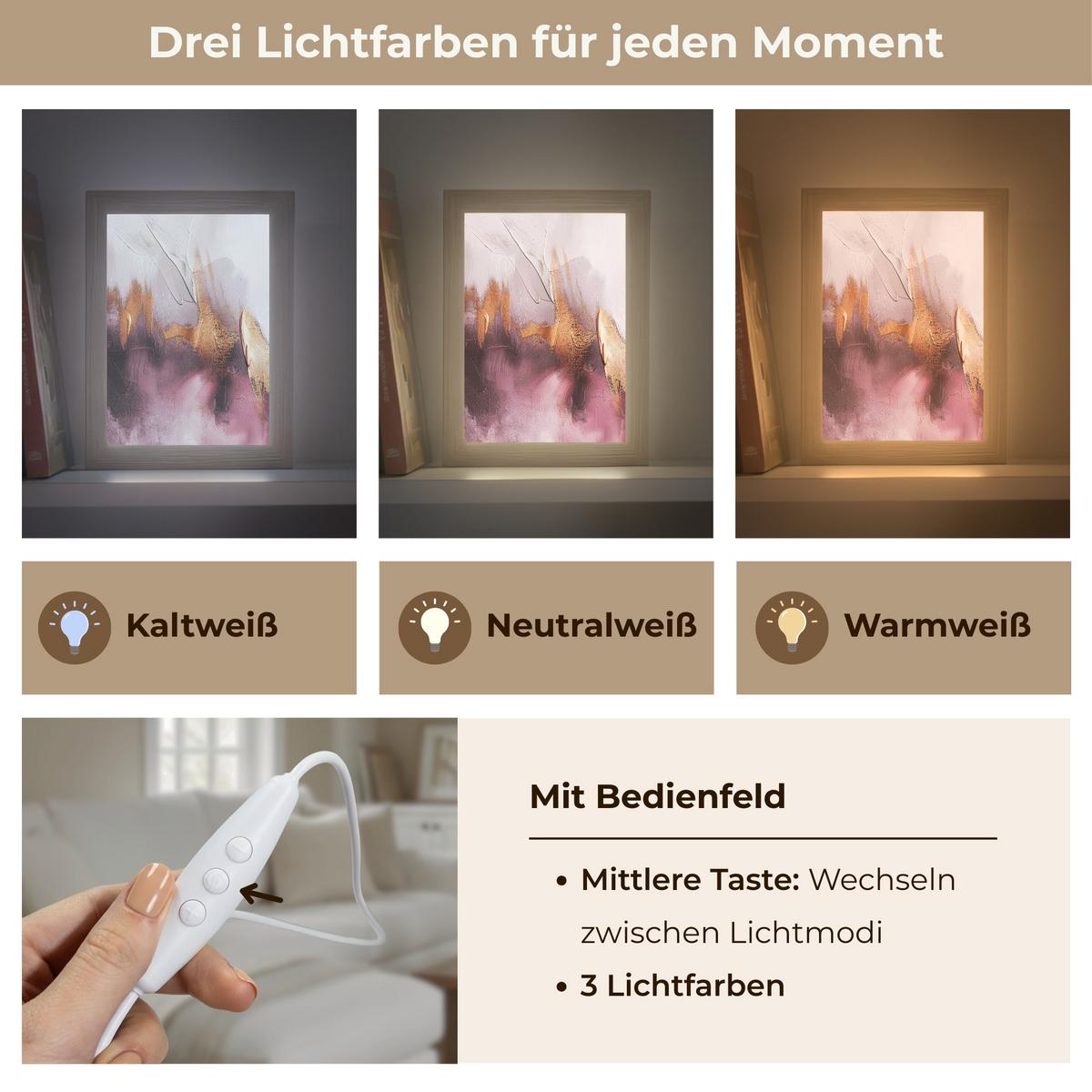 TISCHLEUCHTE Lila - Abstrakt - Farbe - Gold 15x20 cm - Baltimorefarben, Holzwerkstoff (8/15/20cm) - OnlyWow
