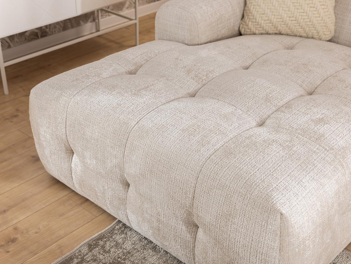 ECKSOFA Kozy im Bumpy-Design mit fester Rückenlehne aus weichem Beige Chenille-Stoff - Ottomane links - Beige/Creme, Holz/Kunststoff (161/234cm) - S-Style Möbel