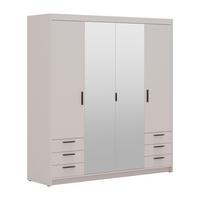 KLEIDERSCHRANK Storicos Beige 176,3/190,5/53 cm - 4T6S Modern mit Schubladen und Spiegel - Beige, Holzwerkstoff/Kunststoff (176.3/190.6/53cm) - AX Living