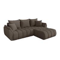 ECKSOFA mit Schlaffunktion Ottomane Rechts TOKO-L-v1 277x194x86 Braun Bouclé - Schwarz/Braun, Holzwerkstoff/Kunststoff (277/194cm) - ALTDECOR