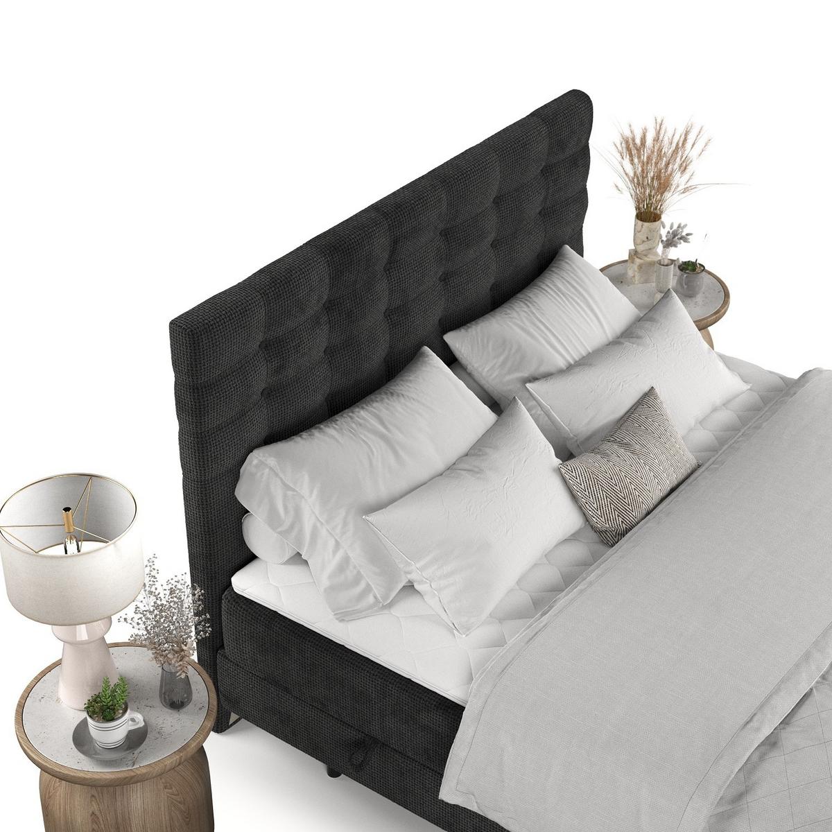 BOXBETT Niro 160/200 cm Schwarz im Bonita Stoff - Schwarz, Holz/Holzwerkstoff (160/200cm) - AltaBeds