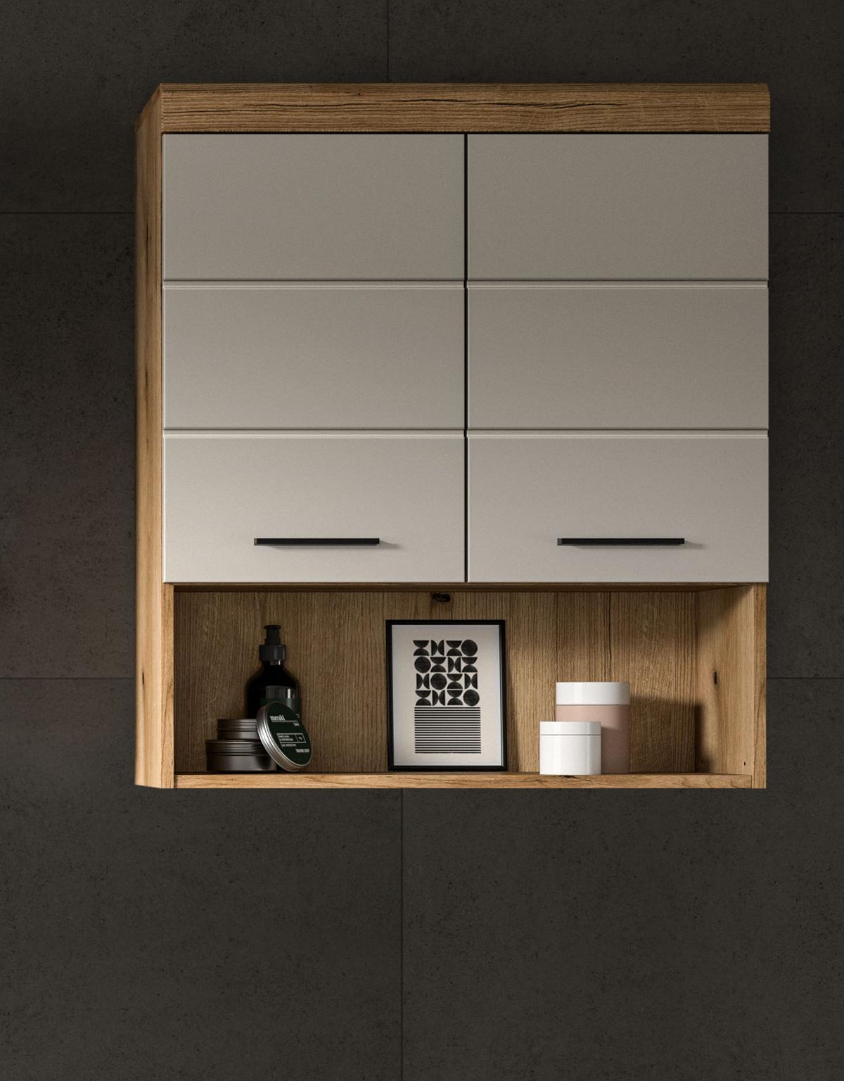 HÄNGESCHRANK Sand Kaschmir, Evoke Eiche, Badschrank hängend 2-türig 74 cm - Kaschmir/Eichefarben, Holzwerkstoff/Kunststoff (74/79/24cm) - Inn.Furn