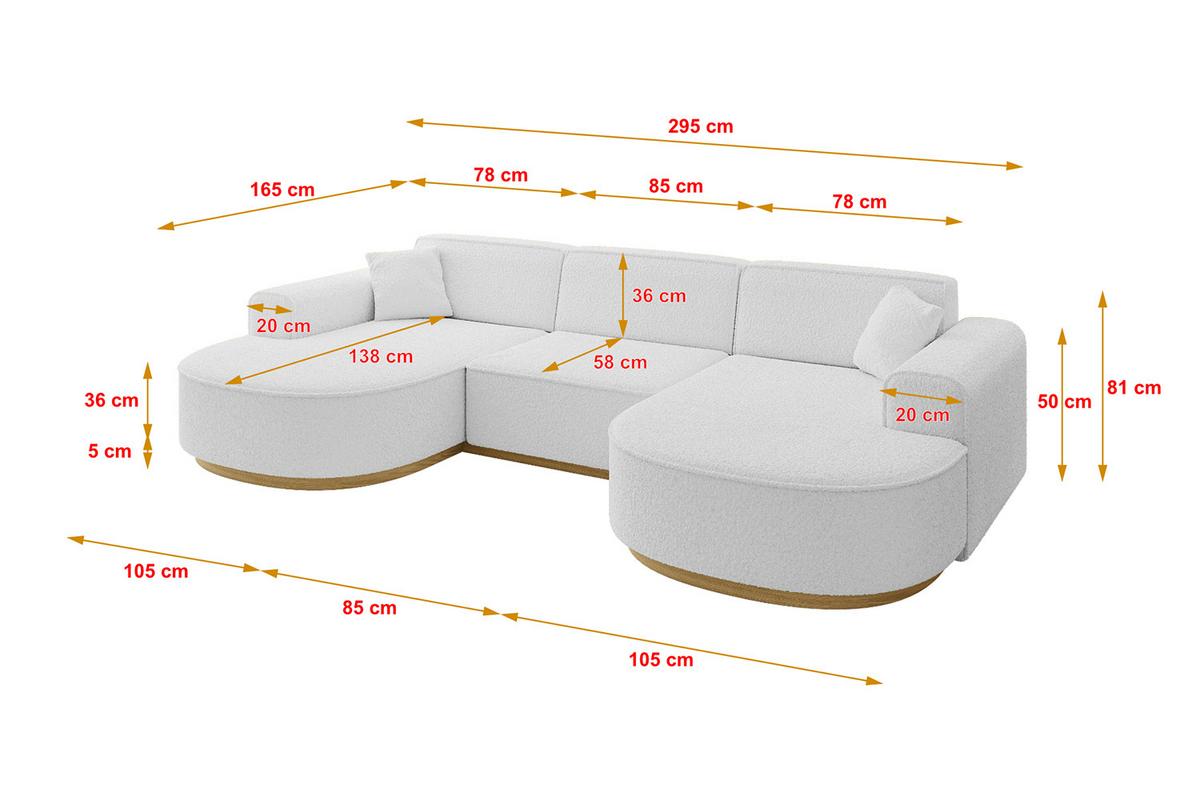 WOHNLANDSCHAFT MARI-U1-v2 - 303x171x83 cm Weiß Bouclé - Weiß, Holzwerkstoff/Textil (303/83/171cm) - ALTDECOR