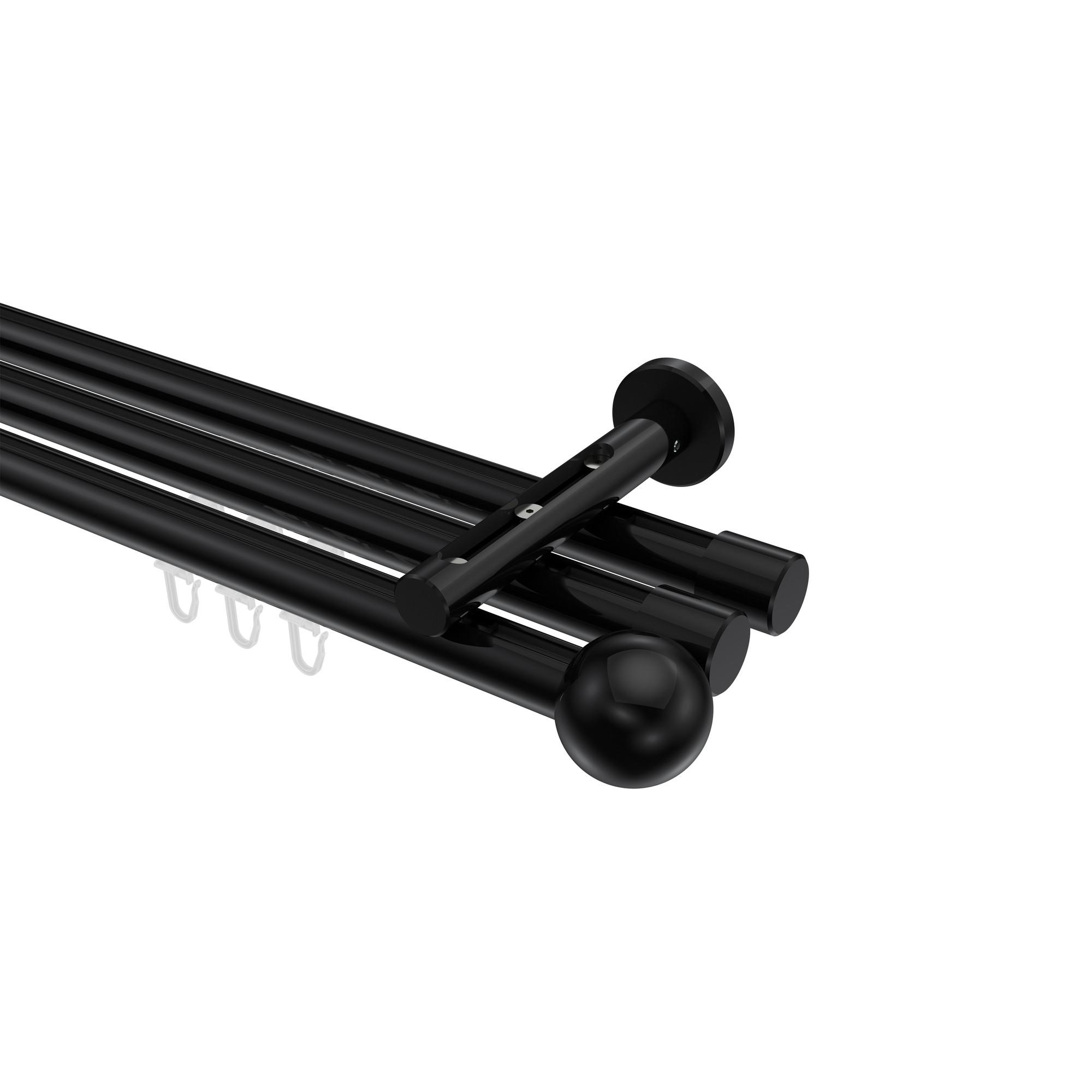 GARDINENSTANGE INNENLAUF Siteno Luino 400 cm (geteilt in 2 x 200 cm), 3-läufig, 20 mm Ø Schwarz - Schwarz, Metall (400cm) - INTERDECO