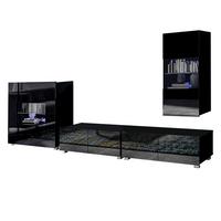 WOHNWAND Kossana 17 Modern Schwarz 300/155/43 cm Modern Style - Schwarz, Holzwerkstoff/Kunststoff (300/155/43cm) - AX Living