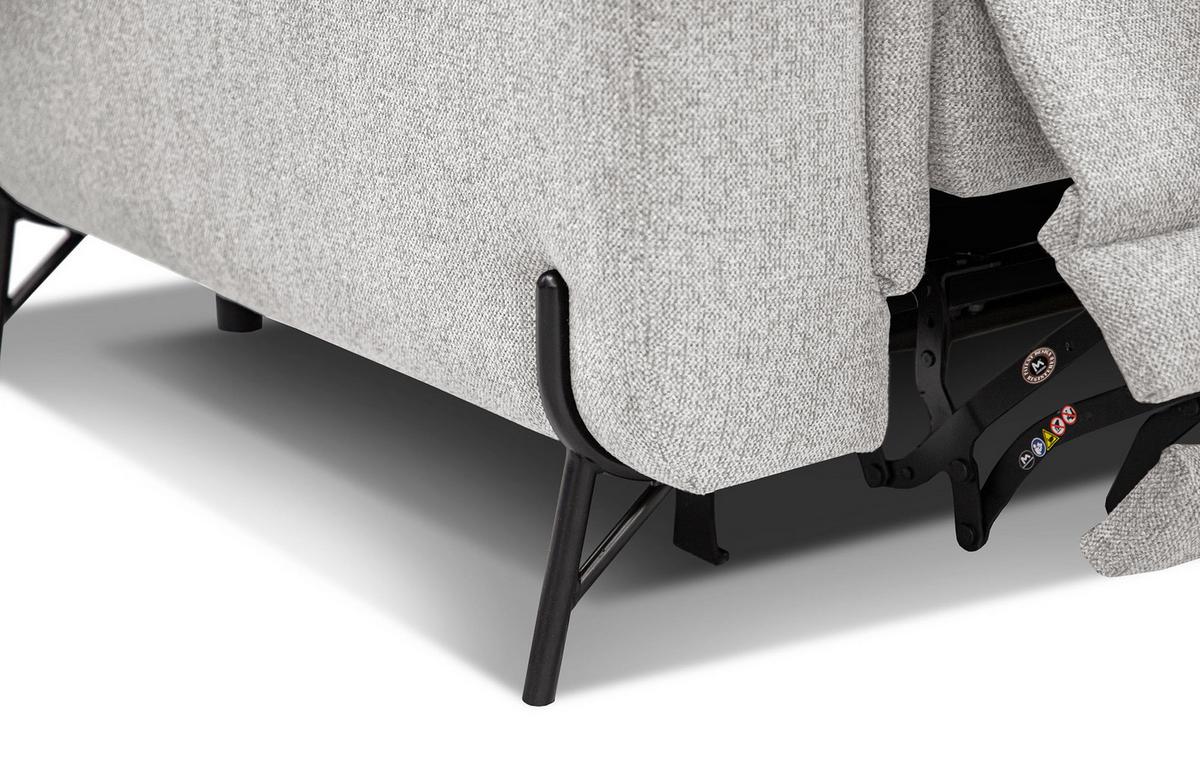 SOFA AVENA 3-Sitzer mit 1 Relaxfunktion, hellgrau - Hellgrau, Holzwerkstoff/Textil (204/80/108cm) - Wozimo