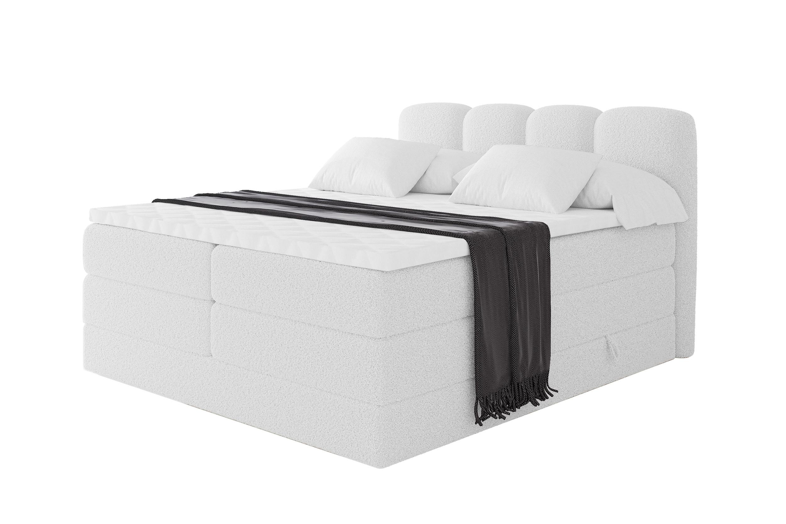 BOXBETT mit Matratze H3|H4 und Lattenrost - NINA KING - 180x200 cm Quelle - Weiß - Weiß, Holzwerkstoff (180/200cm) - ALTDECOR