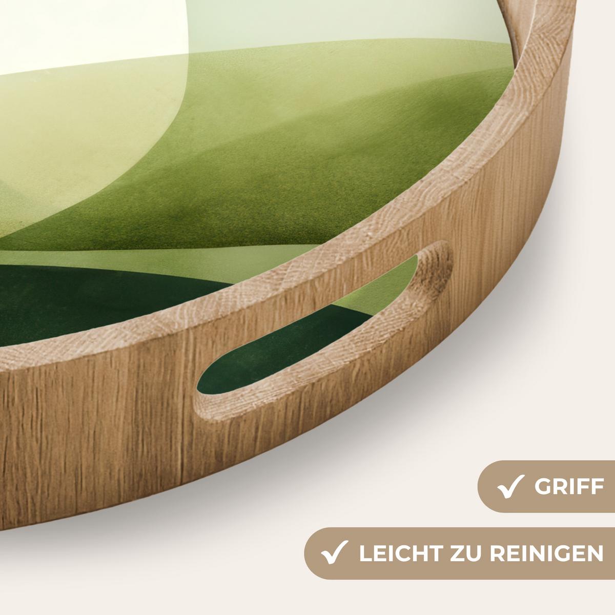 TABLETT Wellen - Abstrakt - Hellgrün - Ornamental 40x40 cm - Grün, Holz (40/5/5cm) - OnlyWow