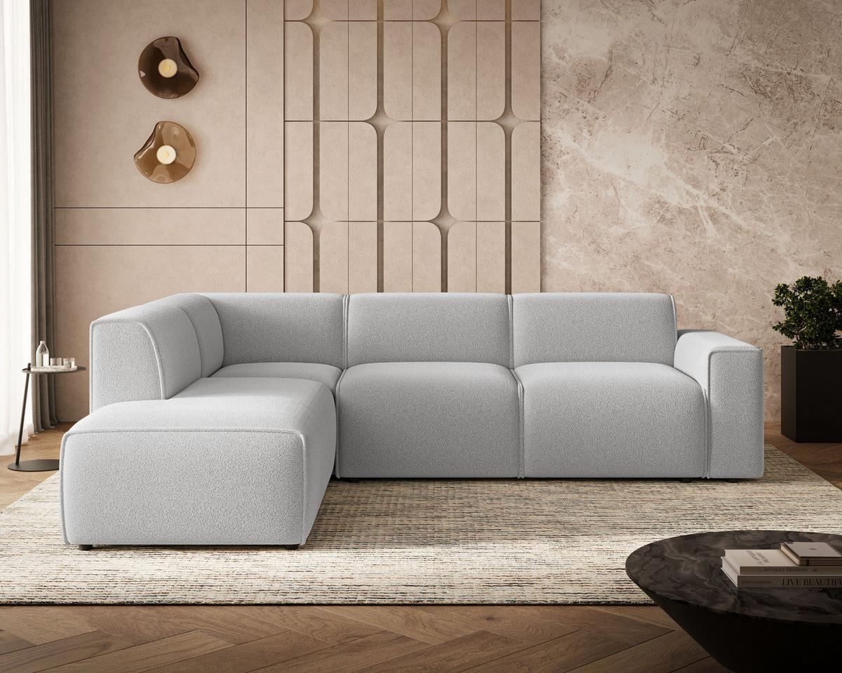 ECKSOFA Eluno Grau Links - Schwarz/Grau, Holz/Kunststoff (220/292cm) - Graingold