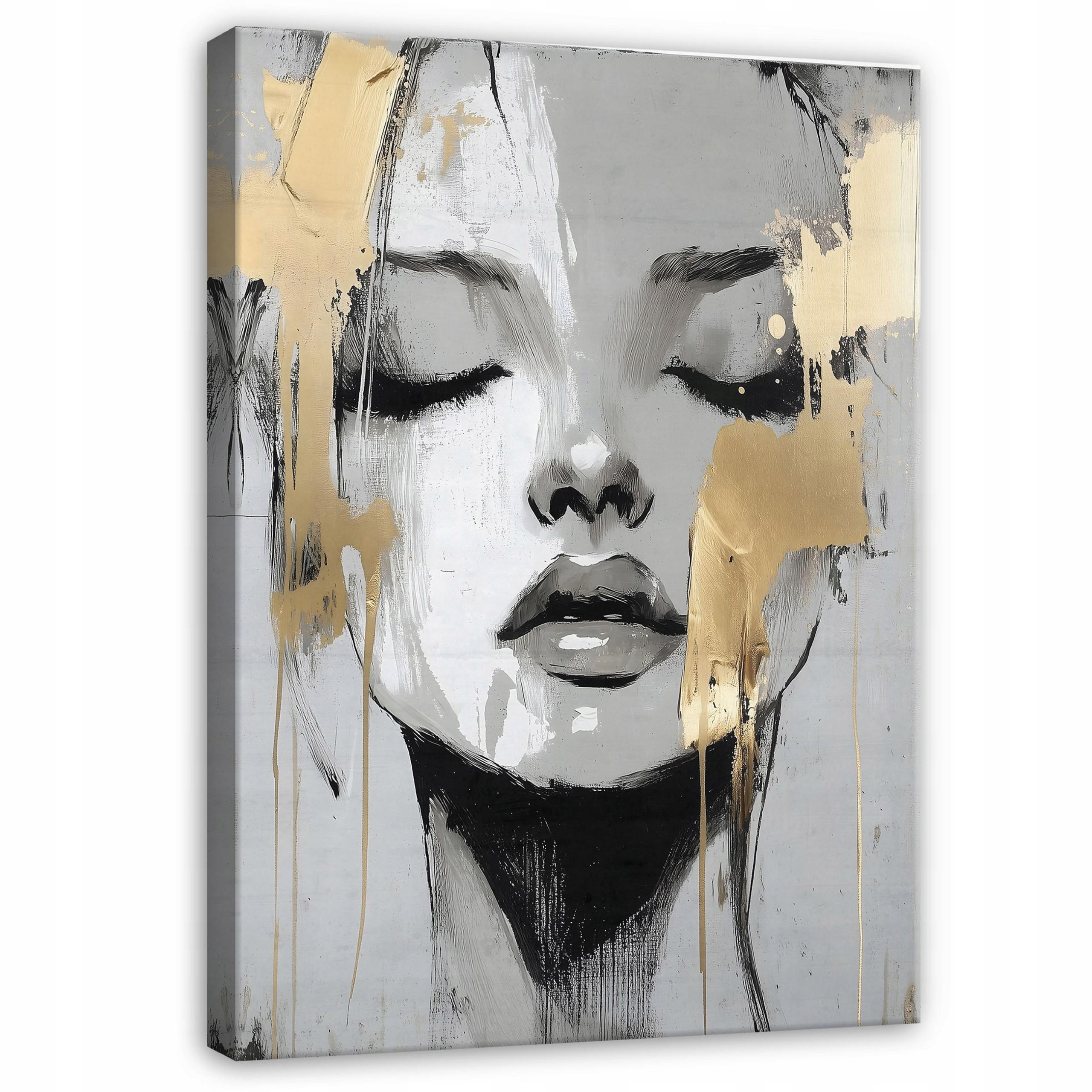 LEINWANDBILDER Abstrakt Frau Modern Bilder Groß 120x80 - Goldfarben, Holzwerkstoff (80/120cm) - Wallarena