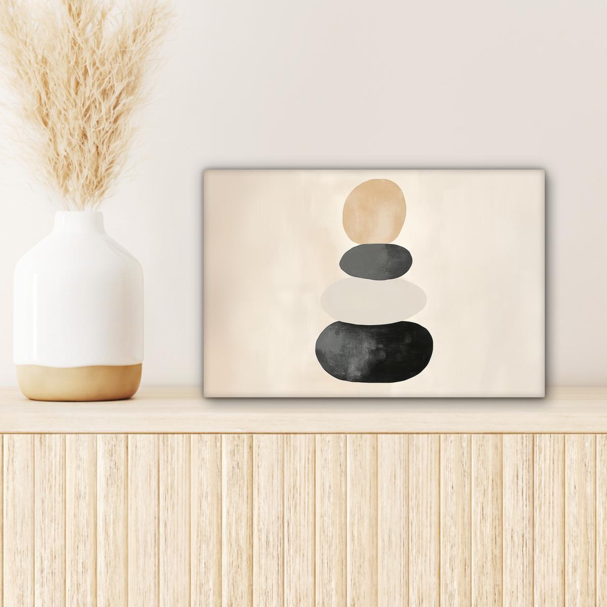 LEINWANDBILD Japandi - Wabi sabi - Beige Deko Schlafzimmer 30x20 cm - Taupe, Textil (30/20cm) - MuchoWow