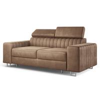 BETTSOFA SOLAN Beige Velours-Stoff mit Schlaffunktion - Beige, Holz/Textil (194/88/90cm) - MASSENO