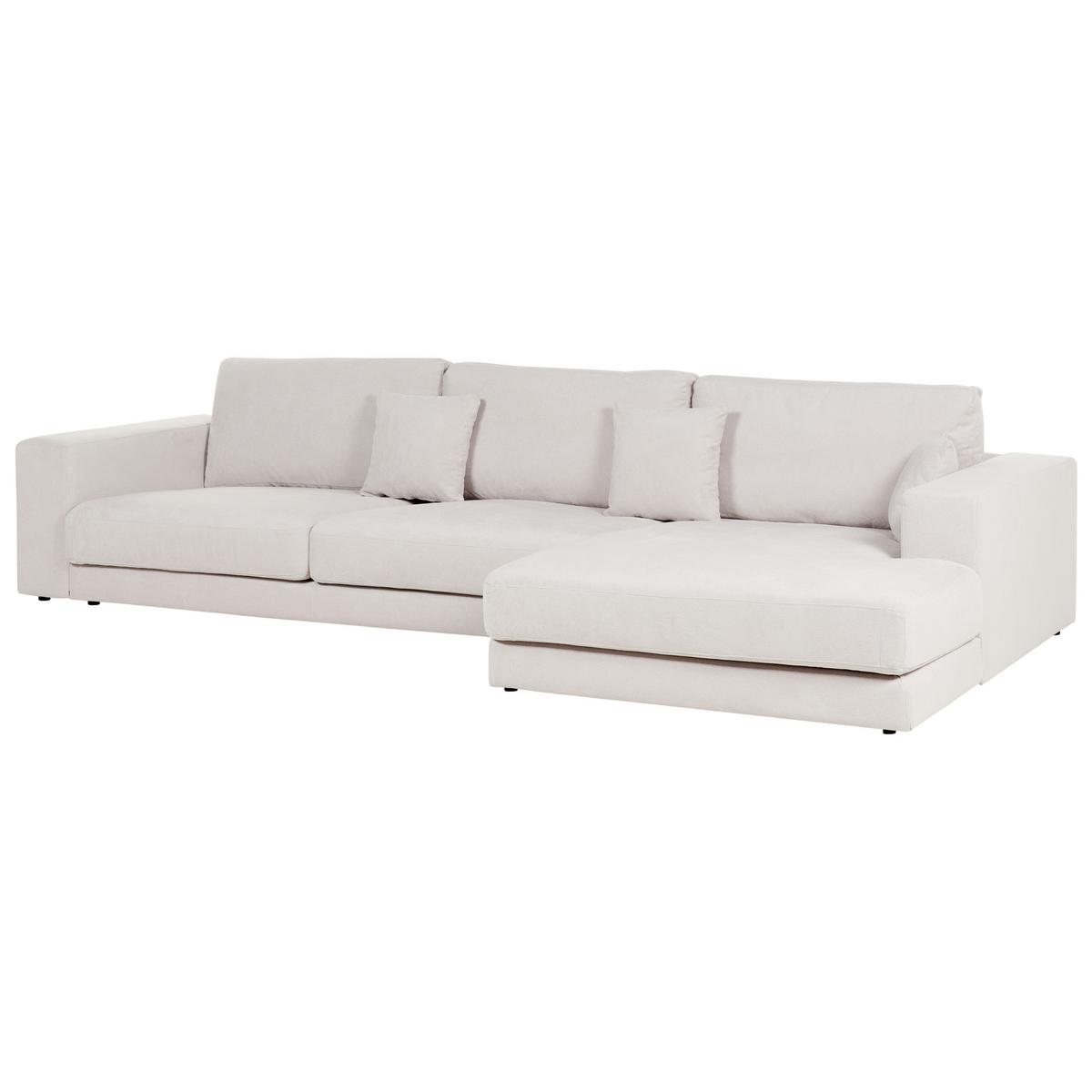 ECKFSOFA 5-Sitzer Stoff Cremeweiß linksseitig Lofoten - Creme/Schwarz, Textil (350/187cm) - Beliani