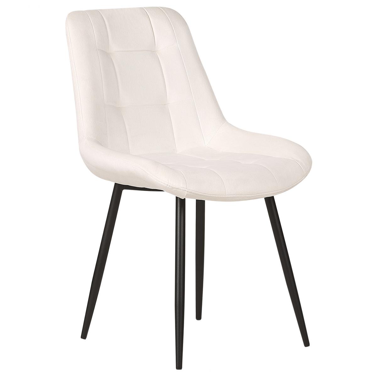 ESSZIMMERSTUHL 2er-Set Samtstoff cremeweiß Melrose - Schwarz/Weiß, Textil (55/85/61cm) - Beliani