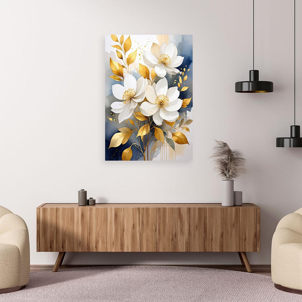 BILD auf Leinwand, Weiße Blumen Botanik Natur - Weiß, Textil (80/120cm) - Feeby