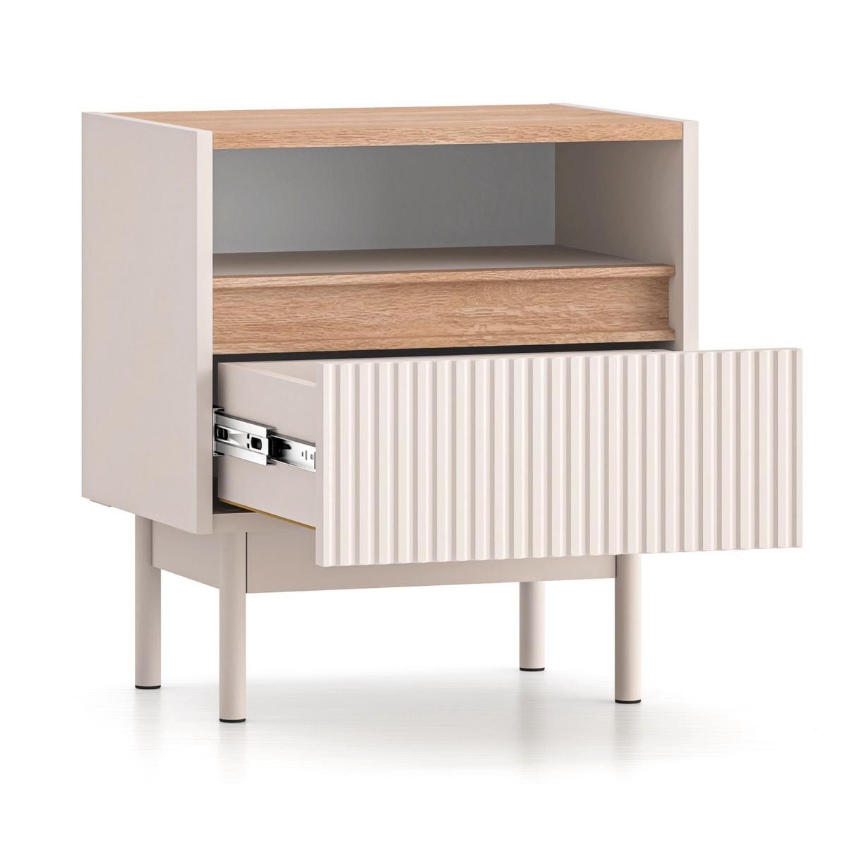 NACHTTISCH Dunea Kaschmirgrau/Eichenholzoptik 50 cm - Taupe, Holzwerkstoff/Metall (50/35/55cm) - Selsey