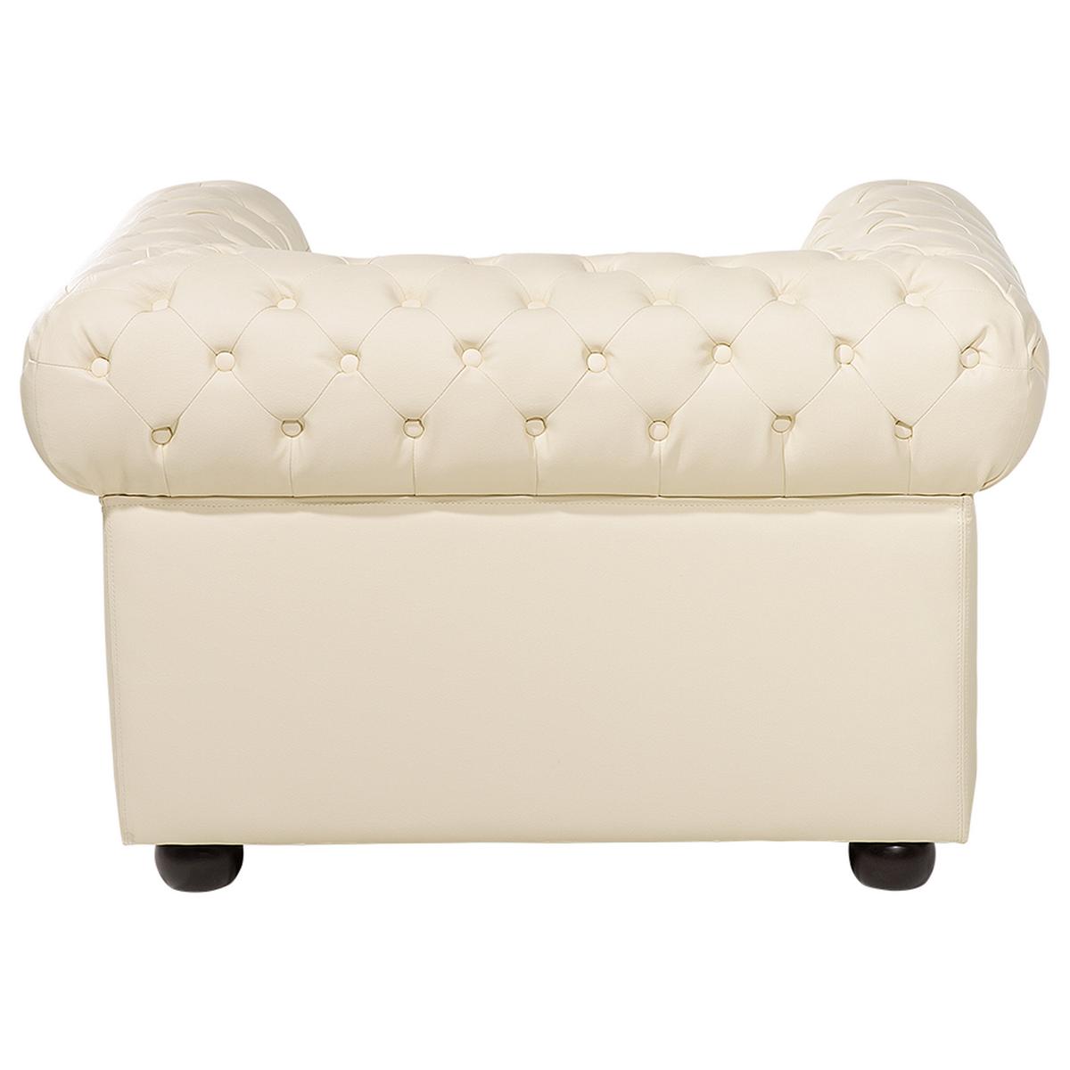SESSEL Leder creme Chesterfield - Beige/Braun, Leder (108/70/80cm) - Beliani