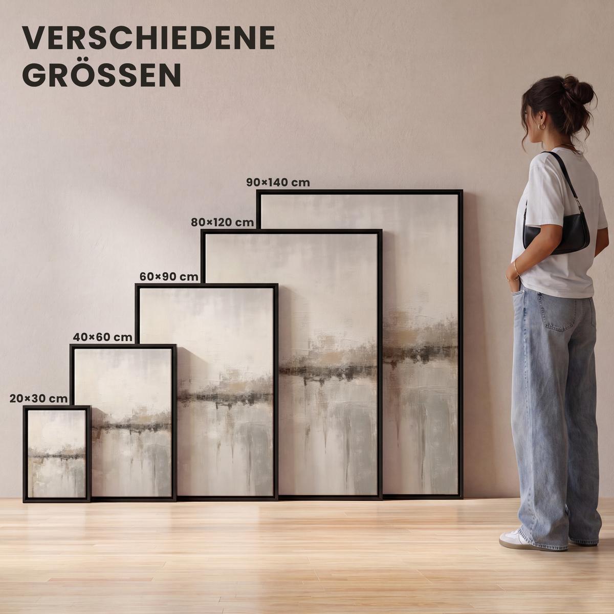 LEINWAND Bilder mit Rahmen - Moderne Kunst - Abstrakt - Beige - 20x30 - Beige, Textil (20/30cm) - MuchoWow