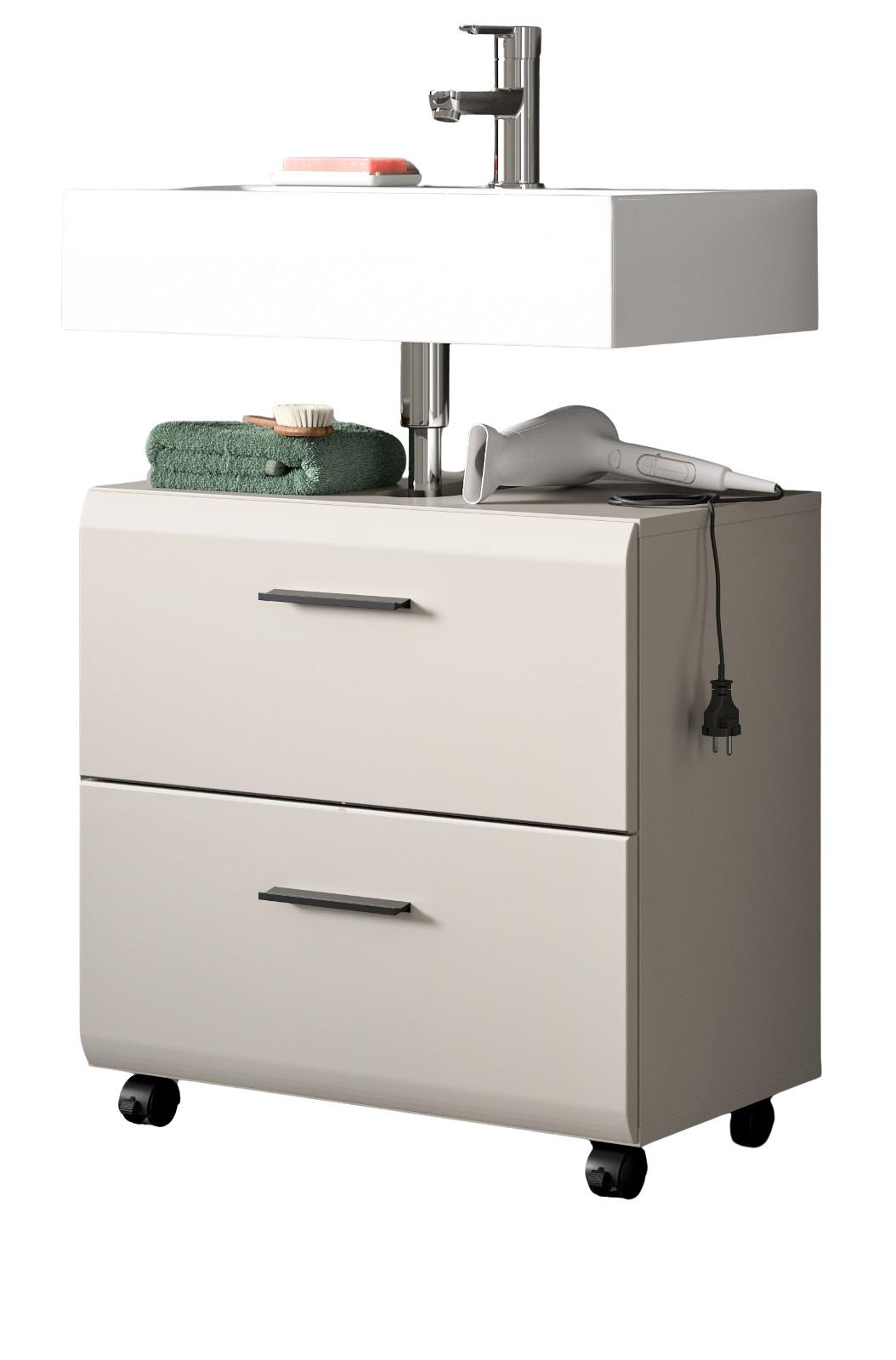 WASCHBECKENUNTERSCHRANK Kaschmir 60 cm, Badezimmer Unterschrank auf Rollen - Kaschmir/Schwarz, Holzwerkstoff/Kunststoff (60/59/30cm) - Inn.Furn